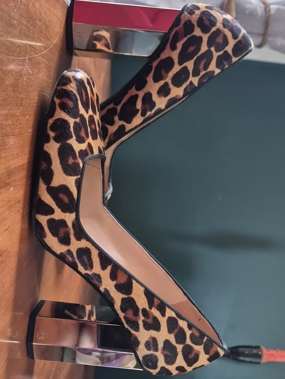 Leopard Print Block Heel Tory Burch Pumps - Women's Fashion Heels